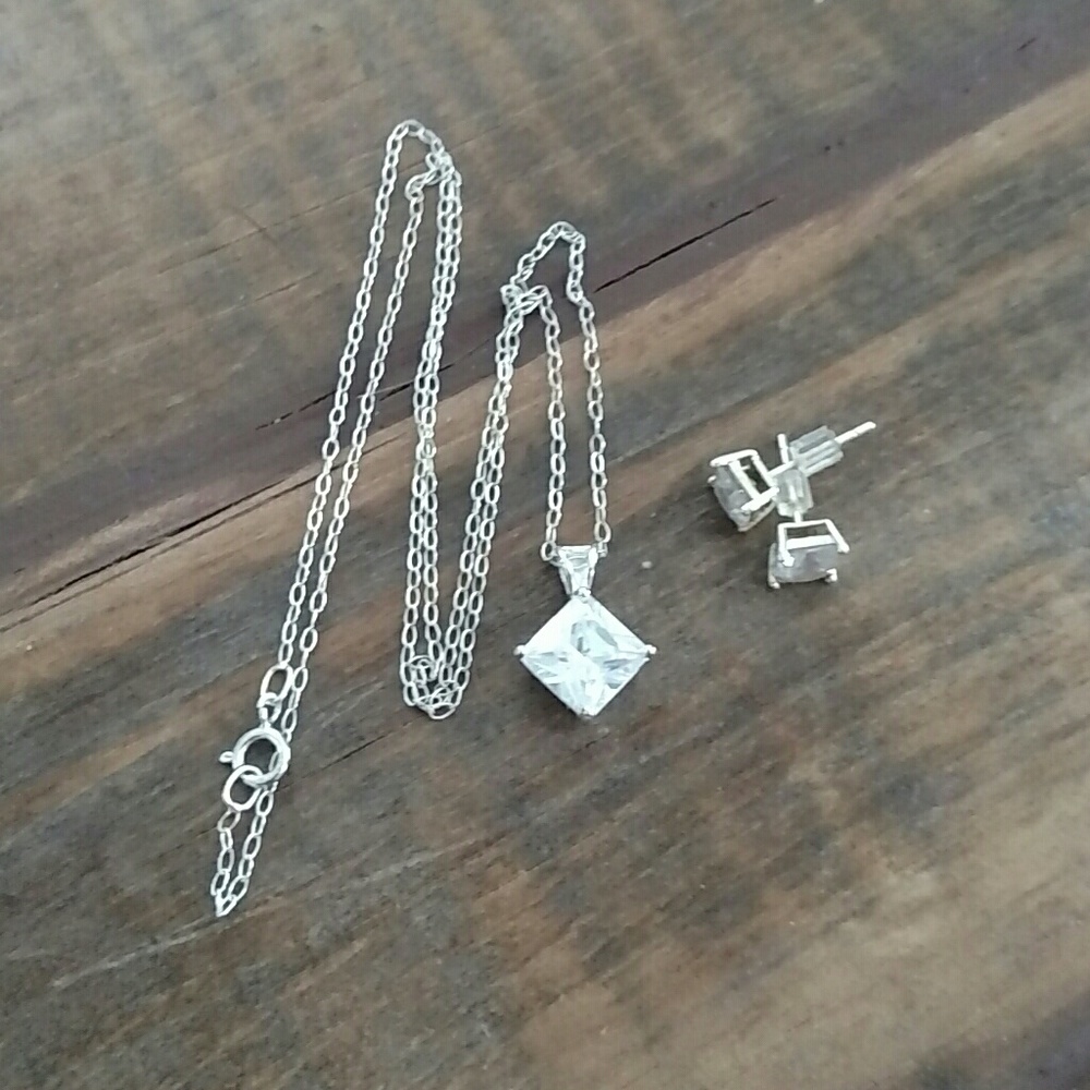 CZ diamond Necklace and earrings